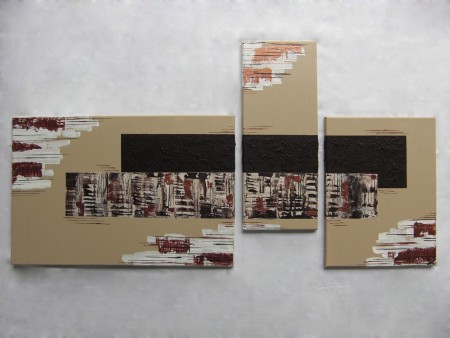 Tableau Triptyque Beige Marron et Bronze